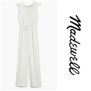 NWT - Madewell Tie-Waist Wide-Leg Wrap Jumpsuit in White - Size 00